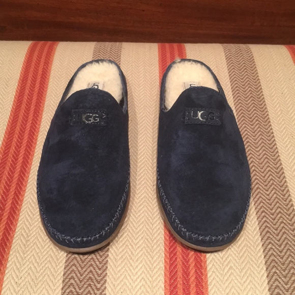 Ugg Womens Tamera Suede Navy Loafers - Picture 2 of 5